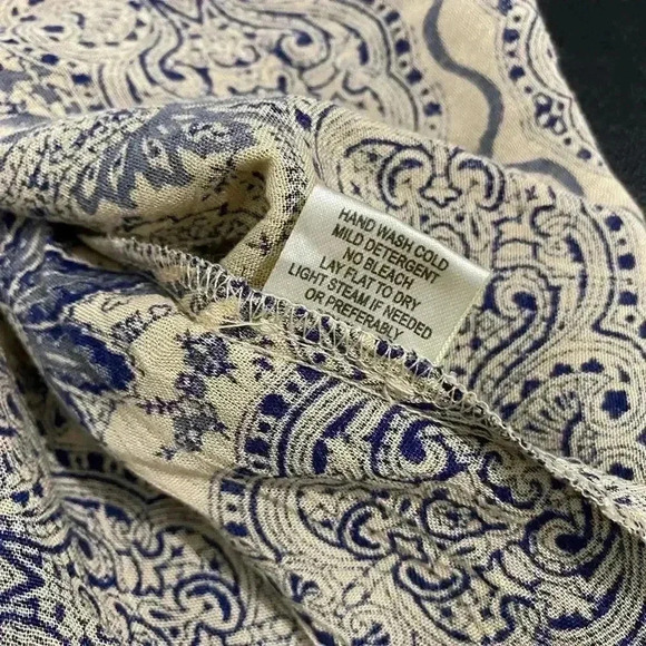 Love Stitch Floral Paisley Toile Peasant Dress Mini Tunic Casual Relaxed - Picture 11 of 12